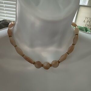 Source Unknown Tan and Gold Beaded Necklace